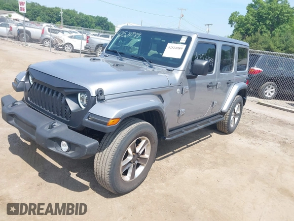 2019 Jeep Wrangler Unlimited Sahara with VIN 1C4HJXEN5KW542403, listed as a IAAI auction lot 42524989 with 60,451 mi miles and . Bid and sale history available at DreamBid. Image 17.
