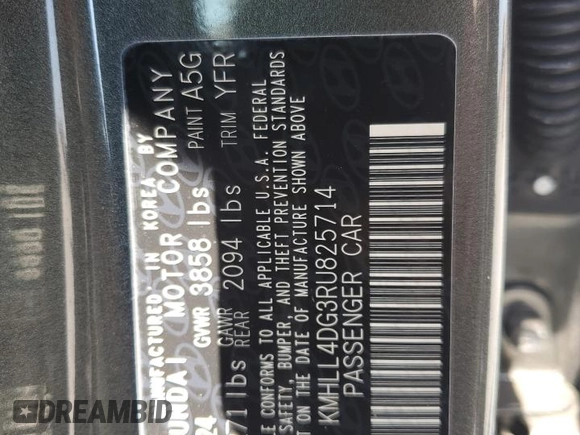 2024 Hyundai Elantra SE with VIN KMHLL4DG3RU825714, listed as a Copart auction lot 60360395 with 11,675 mi miles and Salvage title. Bid and sale history available at DreamBid. Image 12.