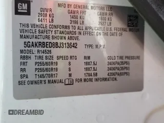 2011 Buick Enclave CXL-1 with VIN 5GAKRBED8BJ313642, listed as a Copart auction lot 48658205 with 108,130 mi miles and Salvage Title. Bid and sale history available at carsss.com. Image 15.