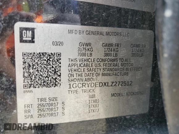 2020 Chevrolet Silverado 1500 LT with VIN 1GCRYDEDXLZ272512, listed as a Copart auction lot 51138285 with 100,051 mi miles and Salvage Title. Bid and sale history available at carsss.com. Image 13.
