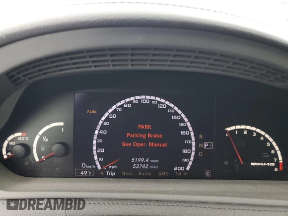 2008 Mercedes-Benz CL-Class V8 AMG with VIN WDDEJ77X78A008087, listed as a Copart auction lot 48057265 with 53,742 mi miles and Salvage Title. Bid and sale history available at carsss.com. Image 9.