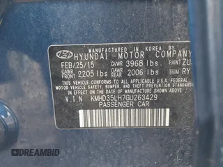 2016 Hyundai Elantra with VIN KMHD35LH7GU263429, listed as a IAAI auction lot 42679442 with 112,067 mi miles and . Bid and sale history available at DreamBid. Image 9.