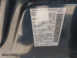 2015 Nissan Pathfinder Platinum with VIN 5N1AR2MM9FC668756, listed as a IAAI auction lot 41346842 with 105,875 mi miles. Bid and sale history available at carsss.com. Image 9.