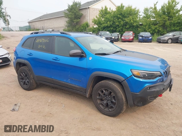 2019 Jeep Cherokee Trailhawk Elite with VIN 1C4PJMBN9KD258508, listed as a IAAI auction lot 42389006 with 106,480 mi miles and . Bid and sale history available at DreamBid. Image 1.