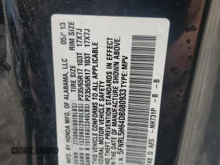 2013 Honda Odyssey EX-L с VIN 5FNRL5H64DB080933, выставлен на аукционе Copart как лот 57661725 с пробегом 163 597 миль миль и Списание • Salvage title. История ставок и продаж доступна на DreamBid. Изображение 13.