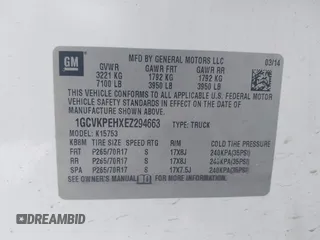 2014 Chevrolet Silverado 1500 Work Truck with VIN 1GCVKPEHXEZ294663, listed as a IAAI auction lot 41811465 with 124,587 mi miles and . Bid and sale history available at DreamBid. Image 9.