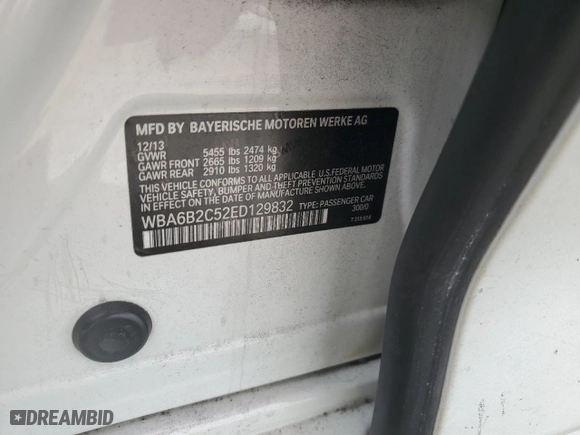 2014 BMW 6 Series 650i with VIN WBA6B2C52ED129832, listed as a Copart auction lot 78375274 with 150,794 mi miles and Salvage Title. Bid and sale history available at carsss.com. Image 14.