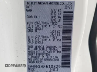 2024 Nissan Frontier S z VIN 1N6ED1CLXRN610829, wystawiony jako Copart lot #56381455 z przebiegiem 9 581 mil mil oraz Szkoda całkowita • Salvage title. Historia ofert i sprzedaży dostępna na DreamBid. Obrazek 12.