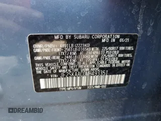 2021 Subaru Forester with VIN JF2SKAAC0MH493351, listed as a Copart auction lot 49169645 with 38,973 mi miles and Salvage title. Bid and sale history available at DreamBid. Image 13.