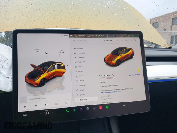 2023 Tesla Model Y Performance with VIN 7SAYGDEF4PF738885, listed as a IAAI auction lot 41798997 with 59,270 mi miles and . Bid and sale history available at DreamBid. Image 19.