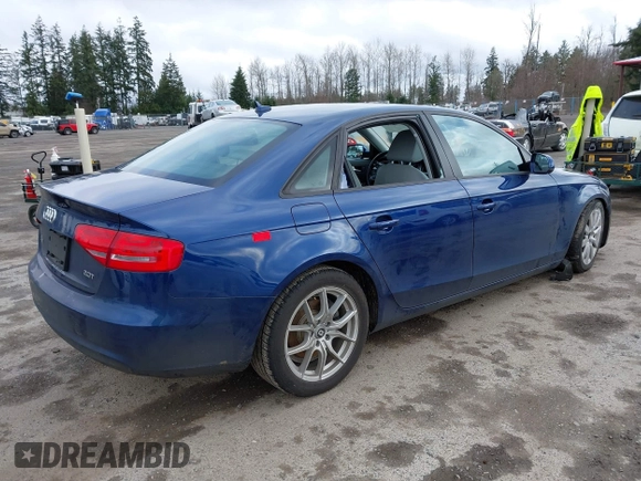 2013 Audi A4 Premium with VIN WAUAFAFL7DN017295, listed as a IAAI auction lot 41760767 with 100,624 mi miles. Bid and sale history available at carsss.com. Image 4.