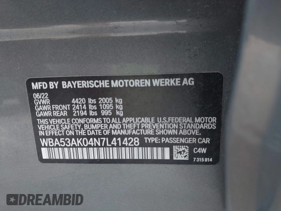 2022 BMW 2 Series 228i z VIN WBA53AK04N7L41428, wystawiony jako IAAI lot #42172779 z przebiegiem 39 241 mil mil oraz . Historia ofert i sprzedaży dostępna na DreamBid. Obrazek 9.