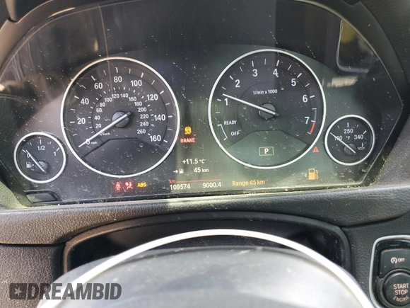 2015 BMW 3 Series 328i xDrive with VIN WBA3B5G52FNS14695, listed as a Copart auction lot 57450595 with 109,574 mi miles and Clean title. Bid and sale history available at DreamBid. Image 9.