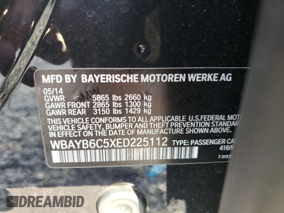 2014 BMW 7 Series 750i xDrive with VIN WBAYB6C5XED225112, listed as a Copart auction lot 76395514 with 115,874 mi miles and Clean Title. Bid and sale history available at carsss.com. Image 12.