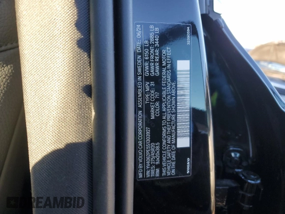 2025 Volvo XC90 Plus with VIN YV4062PE5S1303927, listed as a Copart auction lot 87924795 with Not Provided miles and Salvage Title. Bid and sale history available at DreamBid. Image 13.