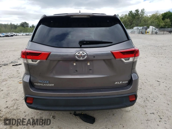 2019 Toyota Highlander SE with VIN 5TDJZRFH8KS932717, listed as a Copart auction lot 57224345 with 76,356 mi miles and Salvage title. Bid and sale history available at DreamBid. Image 6.