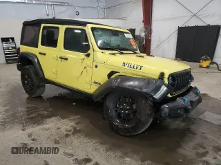 2024 Jeep Wrangler Willys z VIN 1C4RJXN66RW185935, wystawiony jako Copart lot #59908035 z przebiegiem 13 420 mil mil oraz Czysty tytuł • Clean title. Historia ofert i sprzedaży dostępna na DreamBid. Obrazek 4.