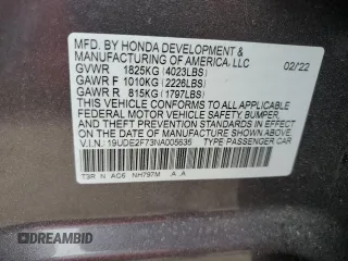 2022 Acura ILX Premium with VIN 19UDE2F73NA005635, listed as a Copart auction lot 73843074 with Not Provided miles and Non Repairable. Bid and sale history available at DreamBid. Image 13.