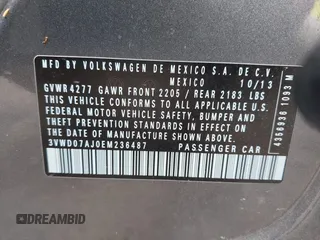 2014 Volkswagen Jetta SE with VIN 3VWD07AJ0EM236487, listed as a IAAI auction lot 42714441 with 124,596 mi miles and . Bid and sale history available at DreamBid. Image 9.