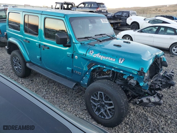 2024 Jeep Wrangler Sahara with VIN 1C4PJXEG2RW237934, listed as a Copart auction lot 79014644 with 15,122 mi miles and Salvage Title. Bid and sale history available at carsss.com. Image 4.
