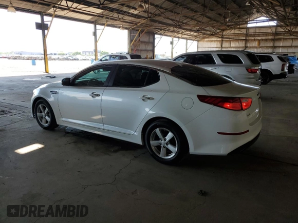 2015 Kia Optima LX with VIN KNAGM4A72F5664038, listed as a Copart auction lot 63708725 with 115,319 mi miles and Salvage title. Bid and sale history available at DreamBid. Image 2.