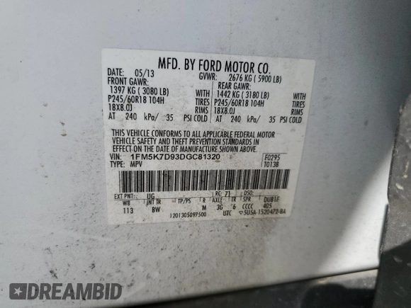 2013 Ford Explorer XLT z VIN 1FM5K7D93DGC81320, wystawiony jako Copart lot #48438665 z przebiegiem 196 740 mil mil oraz Czysty tytuł • Clean title. Historia ofert i sprzedaży dostępna na DreamBid. Obrazek 13.