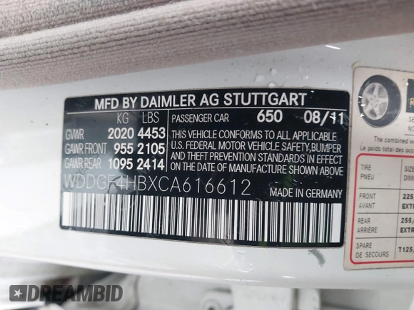 2012 Mercedes-Benz C 250 Sport with VIN WDDGF4HBXCA616612, listed as a IAAI auction lot 41777826 with 140,022 mi miles and . Bid and sale history available at DreamBid. Image 9.