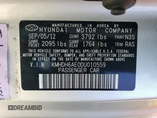 2013 Hyundai Elantra Coupe GS PZEV with VIN KMHDH6AE0DU010559, listed as a Copart auction lot 59208114 with 0 mi miles and Salvage Title. Bid and sale history available at carsss.com. Image 14.