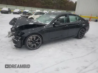2023 BMW M5 with VIN WBS83CH05PCL17144, listed as a Copart auction lot 44081215 with 0 mi miles and Salvage Title. Bid and sale history available at carsss.com. Image 1.