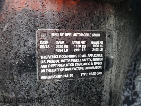 2019 Buick Regal Essence z VIN W04GV8SX8K1013160, wystawiony jako Copart lot #57957395 z przebiegiem 78 550 mil mil oraz Szkoda całkowita • Salvage title. Historia ofert i sprzedaży dostępna na DreamBid. Obrazek 13.