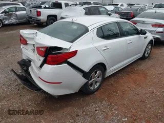 2015 Kia Optima LX with VIN KNAGM4A74F5587415, listed as a IAAI auction lot 41184428 with 128,549 mi miles. Bid and sale history available at carsss.com. Image 4.