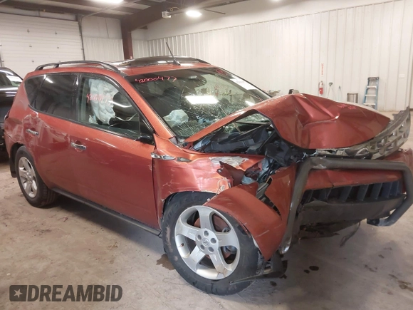 2003 Nissan Murano SL with VIN JN8AZ08W23W233886, listed as a IAAI auction lot 42000477 with 49,230 mi miles and . Bid and sale history available at DreamBid. Image 1.