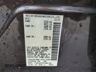 2017 Nissan LEAF S with VIN 1N4BZ0CP8HC302398, listed as a Copart auction lot 50421905 with 31,220 mi miles and Salvage Title. Bid and sale history available at carsss.com. Image 13.