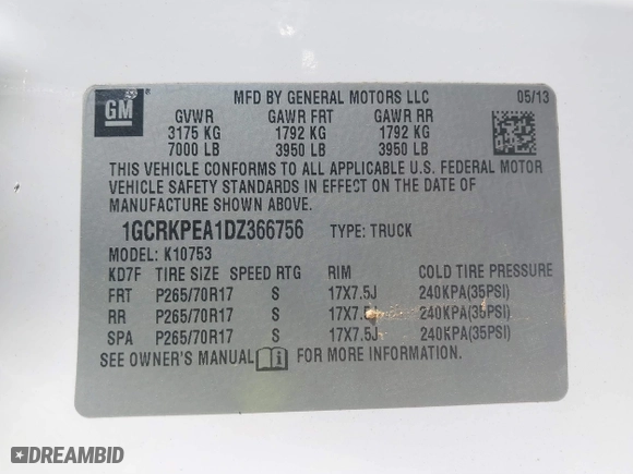 2013 Chevrolet Silverado 1500 Work Truck with VIN 1GCRKPEA1DZ366756, listed as a IAAI auction lot 41196096 with 274,143 mi miles. Bid and sale history available at carsss.com. Image 9.