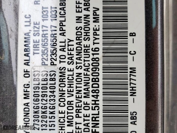 2013 Honda Odyssey EX with VIN 5FNRL5H48DB090816, listed as a Copart auction lot 51072425 with 128,158 mi miles and Salvage Title. Bid and sale history available at carsss.com. Image 13.
