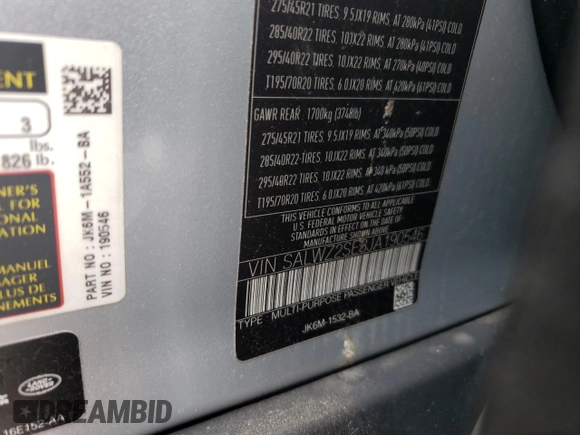 2018 Land Rover Range Rover Sport SVR с VIN SALWZ2SE3JA190546, выставлен на аукционе Copart как лот 73454874 с пробегом 66 069 миль миль и Списание • Salvage title. История ставок и продаж доступна на DreamBid. Изображение 13.