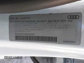 2016 Audi A7 Prestige with VIN WAU2GAFC9GN062082, listed as a IAAI auction lot 42711776 with 65,768 mi miles and . Bid and sale history available at DreamBid. Image 9.