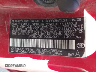 2009 Toyota Corolla with VIN JTDBL40E199062020, listed as a IAAI auction lot 42494590 with 275,569 mi miles and . Bid and sale history available at DreamBid. Image 9.