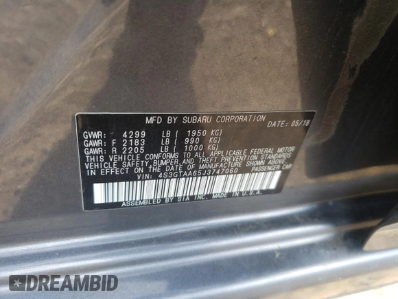 2018 Subaru Impreza z VIN 4S3GTAA65J3747060, wystawiony jako Copart lot #55040805 z przebiegiem 77 143 mil mil oraz Szkoda całkowita • Salvage title. Historia ofert i sprzedaży dostępna na DreamBid. Obrazek 12.