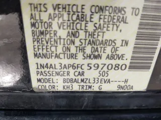 2015 Nissan Altima 2.5 S with VIN 1N4AL3AP6FC597080, listed as a IAAI auction lot 41961345 with 161,016 mi miles. Bid and sale history available at carsss.com. Image 9.