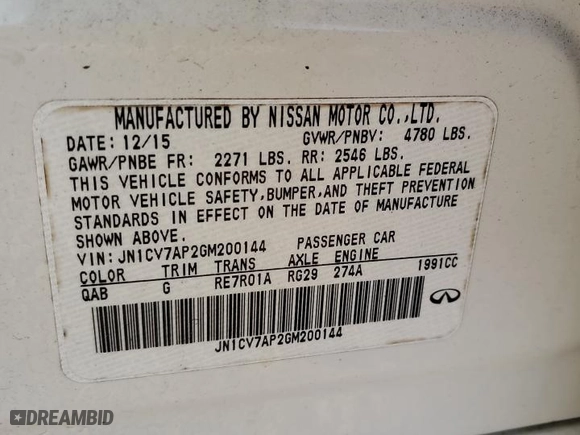 2016 Infiniti Q50 2.0t Base with VIN JN1CV7AP2GM200144, listed as a Copart auction lot 74541004 with 98,473 mi miles and Salvage Title. Bid and sale history available at carsss.com. Image 12.
