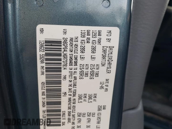 2006 Chrysler Town & Country LWB Limited with VIN 2A8GP64LX6R737814, listed as a Copart auction lot 47658985 with 258,645 mi miles and Salvage Title. Bid and sale history available at carsss.com. Image 15.