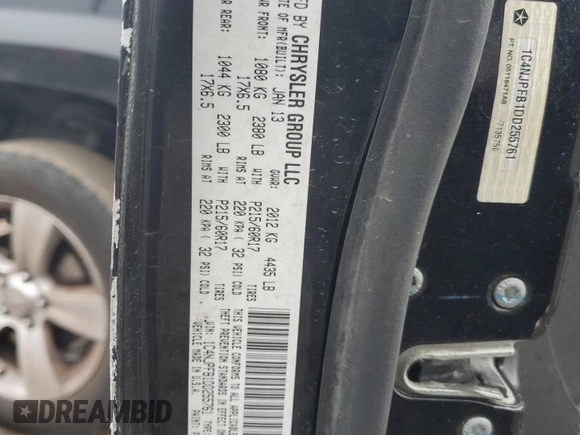2013 Jeep Patriot Latitude with VIN 1C4NJPFB1DD255761, listed as a Copart auction lot 52772015 with 184,635 mi miles and Salvage Title. Bid and sale history available at carsss.com. Image 15.