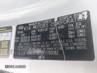 2015 Kia Soul + with VIN KNDJP3A52F7781082, listed as a IAAI auction lot 42161665 with 105,501 mi miles and . Bid and sale history available at DreamBid. Image 9.