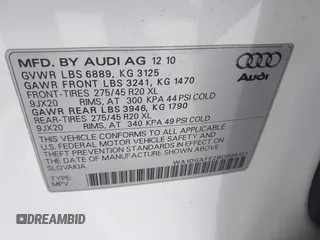 2011 Audi Q7 S line с VIN WA1DGAFE2BD006121, выставлен на аукционе IAAI как лот 42177073 с пробегом 212 163 миль миль и . История ставок и продаж доступна на DreamBid. Изображение 9.