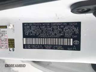 2004 Toyota Prius with VIN JTDKB22U640049837, listed as a IAAI auction lot 42033704 with 160,028 mi miles and . Bid and sale history available at DreamBid. Image 9.
