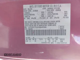 2000 Ford F-150 XL with VIN 1FTZX1723YKB49308, listed as a IAAI auction lot 41987680 with 1 mi miles. Bid and sale history available at carsss.com. Image 9.