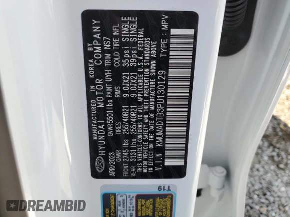 2023 Genesis GV70 2.5T with VIN KMUMADTB3PU130129, listed as a Copart auction lot 51048085 with 11,539 mi miles and Salvage Title. Bid and sale history available at DreamBid. Image 13.