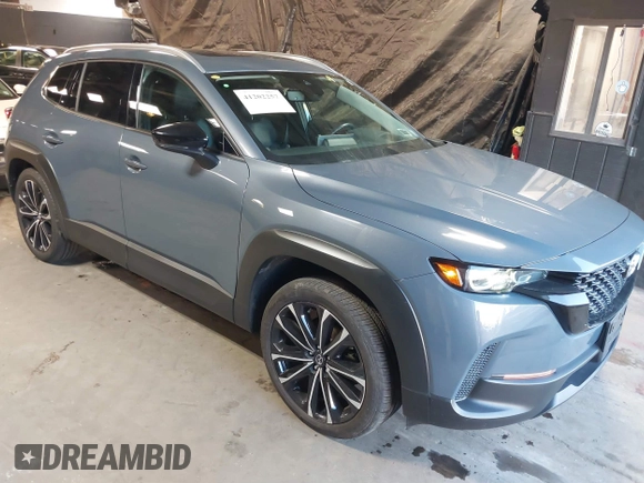 2023 Mazda CX-50 S Premium Plus with VIN 7MMVABEM3PN108555, listed as a IAAI auction lot 41202257 with 21,258 mi miles and . Bid and sale history available at DreamBid. Image 1.