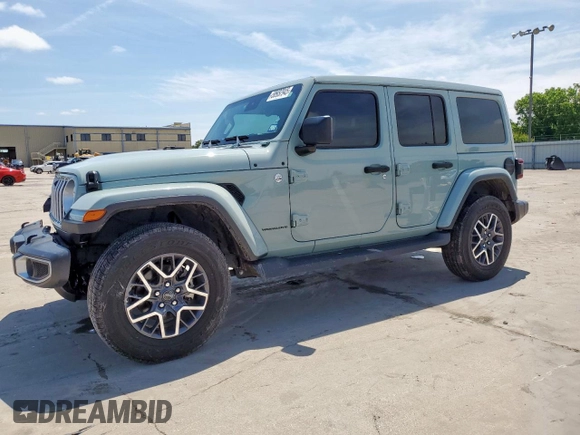 2024 Jeep Wrangler Sahara with VIN 1C4PJXEN6RW106911, listed as a Copart auction lot 58937945 with 13,948 mi miles and Salvage title. Bid and sale history available at DreamBid. Image 1.